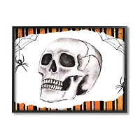Stupell Industries Orange & Black Striped Skull Framed Giclee Art
