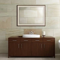 Head West Textured Brown Mat Framed Beveled Glass Accent Mirror