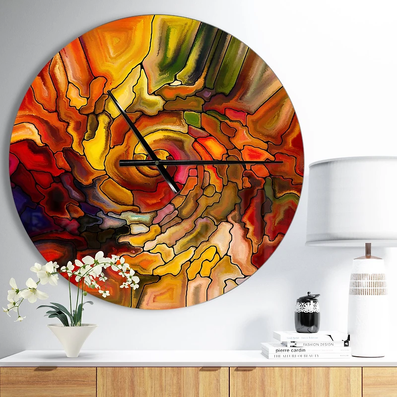 Designart 'Illusions Of Stained Glass Modern Wall Clock