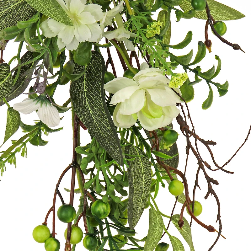 28" Blossoms & Berries Teardrop Swag