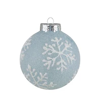 12ct. 2" Light Blue Glitter Textured Glass Ball Ornaments