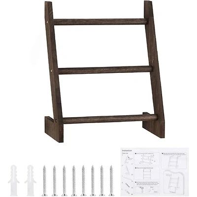 3-Tier Rustic Wood Farmhouse Wall Hanging Ladder Towel Rack