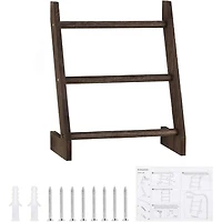 3-Tier Rustic Wood Farmhouse Wall Hanging Ladder Towel Rack