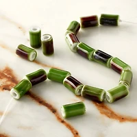 Green Ceramic Tube Beads, 9.8mm by Bead Landing™