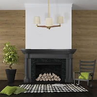 Hello Honey® 37.5" Wood & Metal Chandelier with Linen Shades