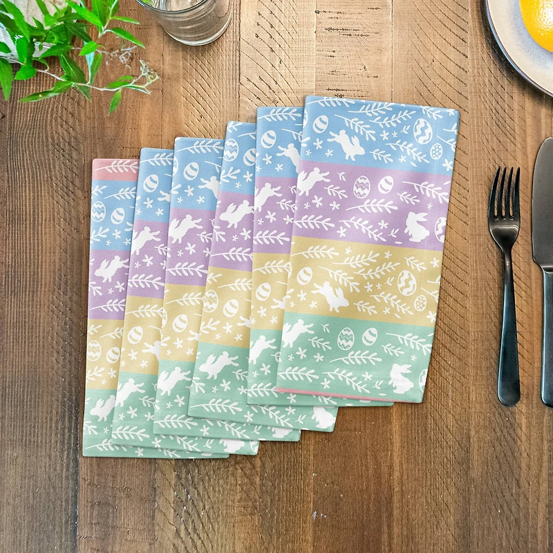 Botanical Bunny Stripes 10" x 10" Cotton Twill Napkin