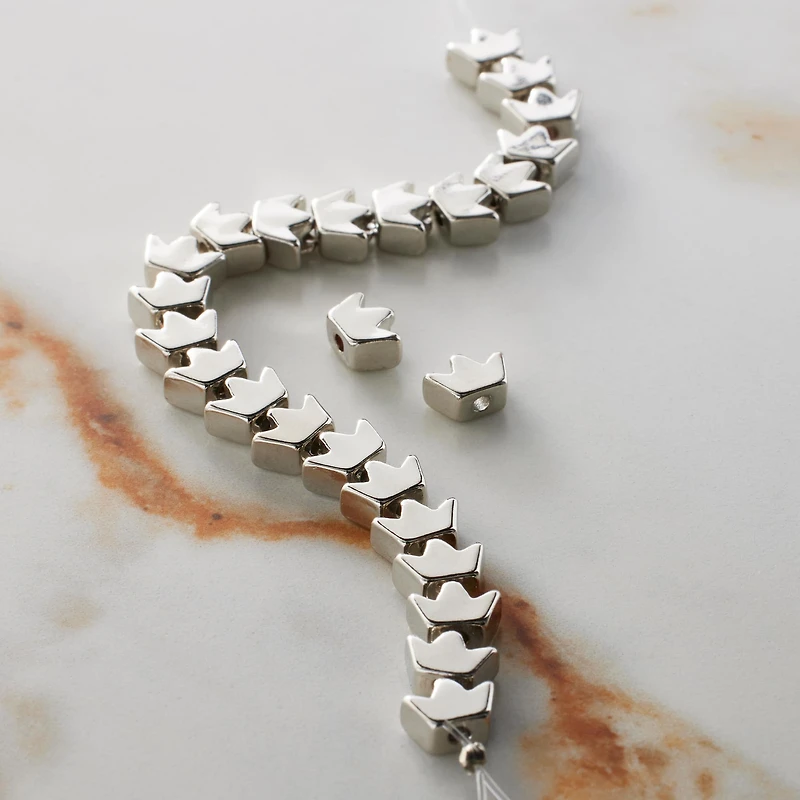 Rhodium Crown Beads, 7mm by Bead Landing™