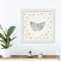 Butterfly & Floral White Framed Canvas