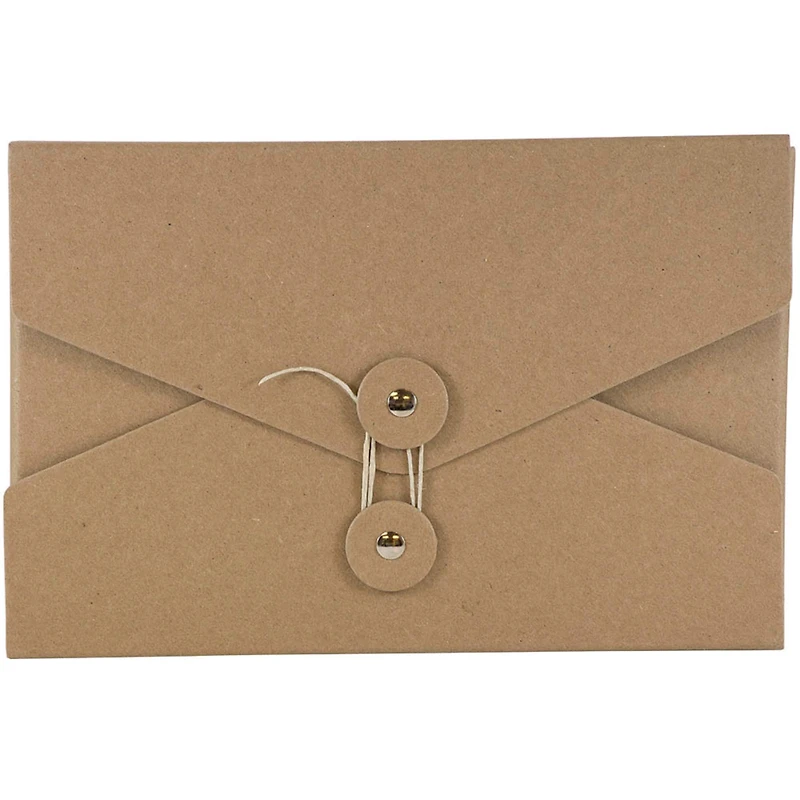 JAM Paper Natural Kraft Portfolio with Button and String Tie Closure 5.5" x 8.5"