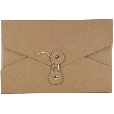 JAM Paper Natural Kraft Portfolio with Button and String Tie Closure 5.5" x 8.5"