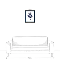 Blue Leaf Stem 16" x 20" Teak Hanging Canvas