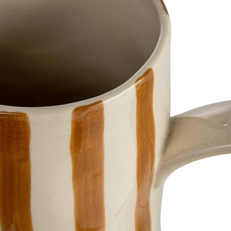 Hello Honey® 9" Cream & Orange Hand-Painted Stoneware Pitcher