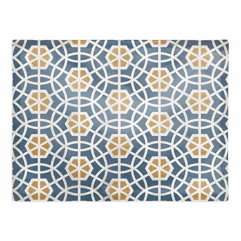 Blue and Yellow Circle Hex 18" x 14" Cotton Twill Placemat