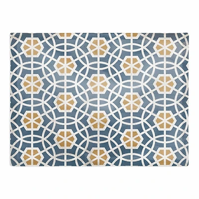 Blue and Yellow Circle Hex 18" x 14" Cotton Twill Placemat
