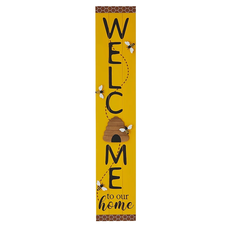 Glitzhome® 42" Wood Bees WELCOME Porch Sign