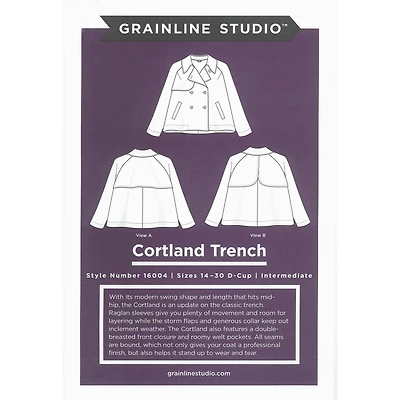 Grainline Studio Cortland Trench Coat Sz14-30 Pattern