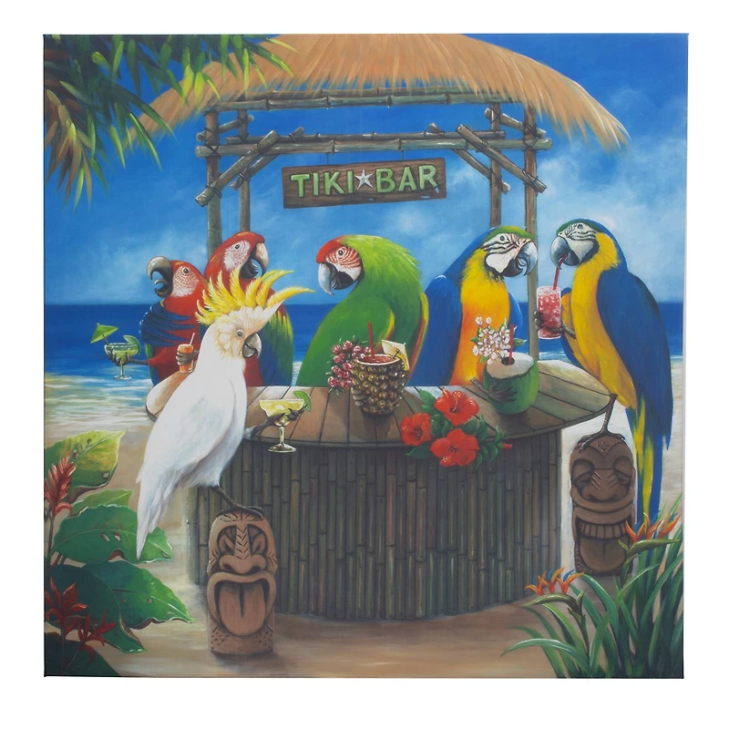 Tiki Birds Outdoor Canvas Art Print - 35"x35"