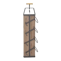 32" Brown Wood Industrial Wine Rack