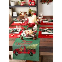 DII® 108" Merry Christmas Truck Embroidered Table Runner