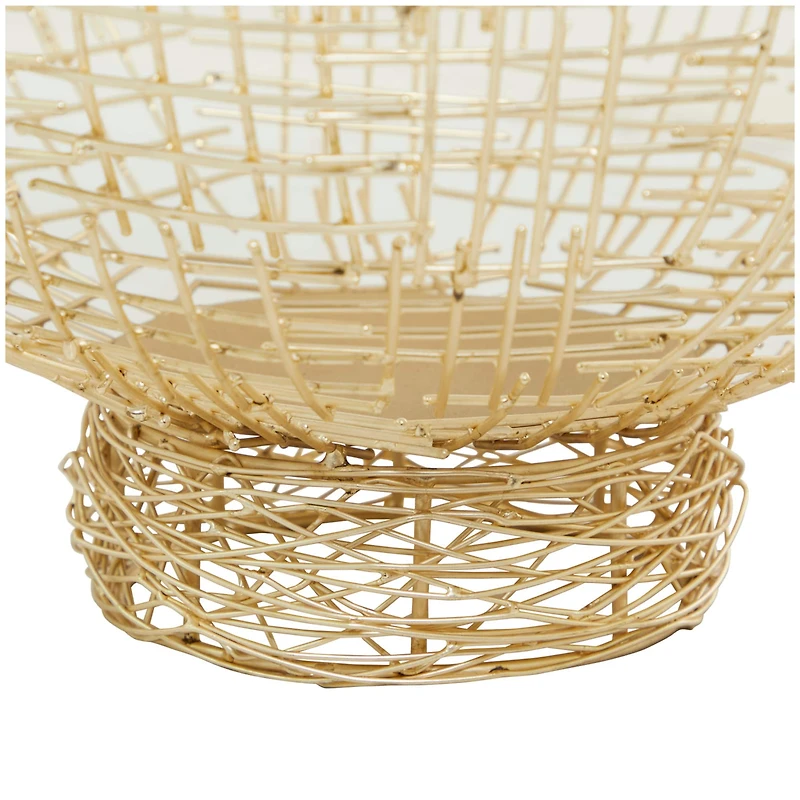 Gold Metal Cross Hatching Decorative Bowl Set