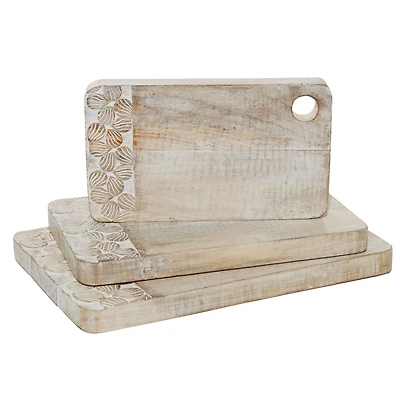 Brown Mango Wood Country Cottage Cutting Board Set