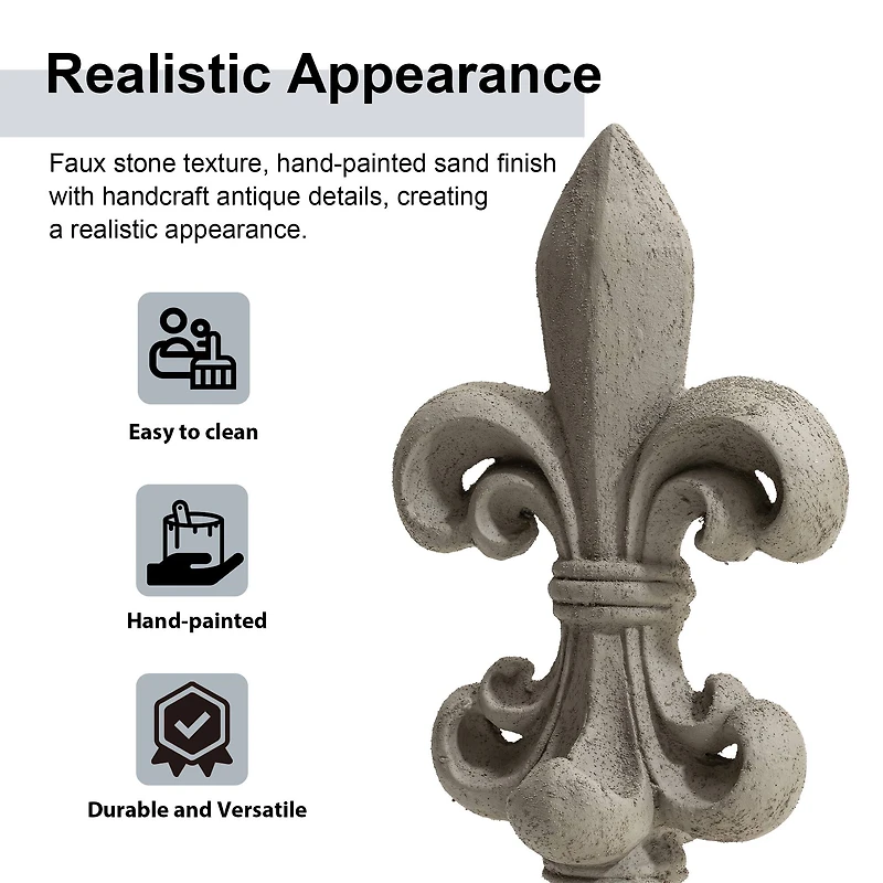 Glitzhome® 21" Gray Standing Fleur De Lis Garden Statue