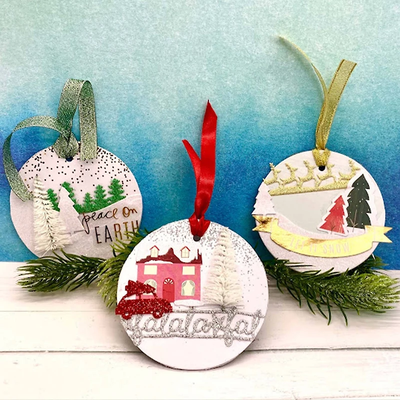 Gwen Studios 7/8" x 3yd. Die Cut Cute Christmas Trees Holiday Ribbon