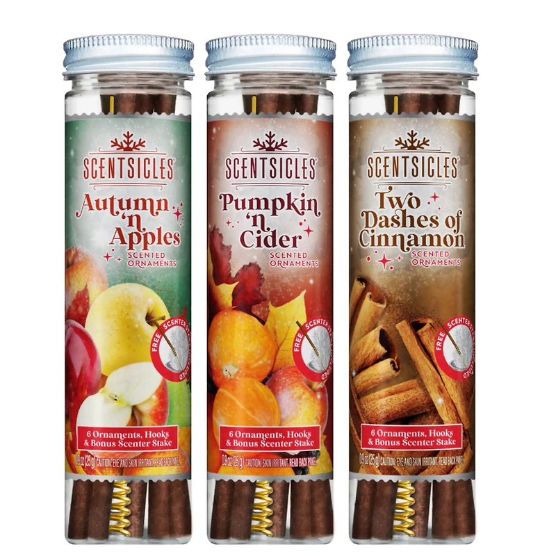 Scentsicles Stick Autumn 'n Apples, Pumpkin 'n Cider, Two Dashes of Cinnamon, 3 pack of 6