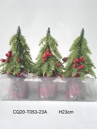 3 Pack 9" Unlit Mini Downswept Pine Artificial Christmas Tree