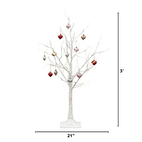 3ft. Pre-Lit Artificial Valentine's Day Twig Tree with 40 Warm White LED Lights and Heart Ornaments