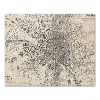 Vintage Paris Map 20" x 16" Canvas Wall Art