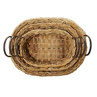 Brown Metal Natural Storage Basket Set
