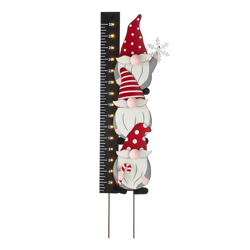 Glitzhome® 3ft. Lighted LED Gnome Snow Gauge Yard Stake