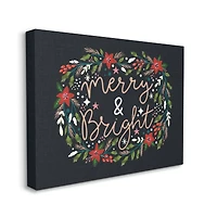 Stupell Industries Merry & Bright Poinsettia Wreath Canvas Wall Art