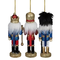3ct. 5.25" Glittery Nutcracker King Soldier and Drummer Ornaments