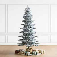 7.5ft. Pre-Lit Flocked Slim Spruce Artificial Christmas Tree, Warm White LED Lights