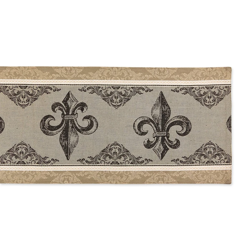 Fleur De Lis Stripe Jacquard Table Runner