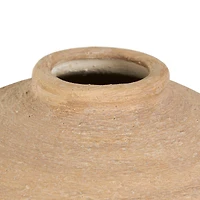 17" Beige Ceramic Wide Textured Vase