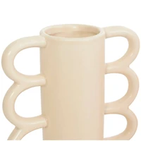 CosmoLiving by Cosmopolitan Geometric Wavy Handles Ceramic Vase Set