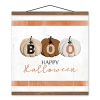 Halloween Pumpkins Teak Hanging Canvas