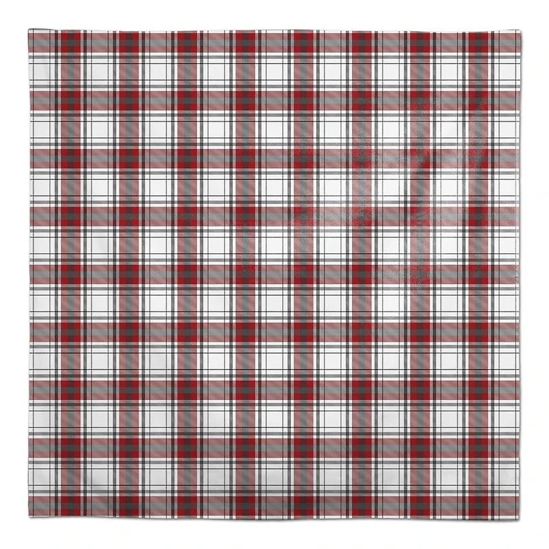Red Gray Plaid 58x58 Tablecloth