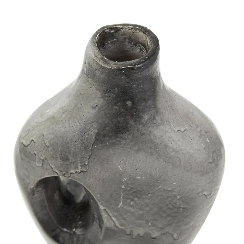 Gray Paper Mache Marble Inspired Decorative Vase with Cutout Handle