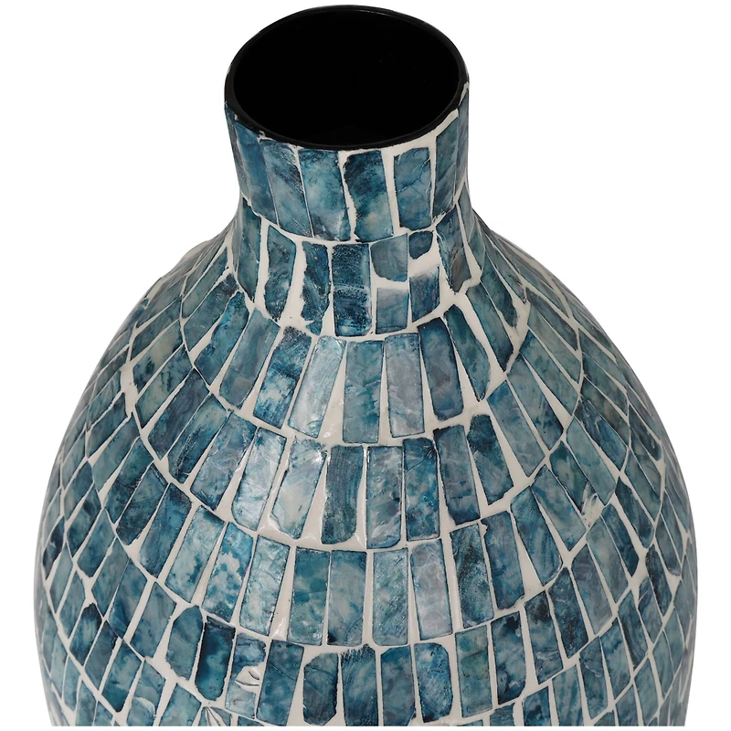 22" Blue Mother of Pearl Handmade Mosaic Inspired Vase