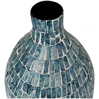 22" Blue Mother of Pearl Handmade Mosaic Inspired Vase
