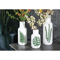 White Stoneware Coastal Style Vase Set