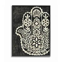 Stupell Industries Black & White Floral Hamsa with Black Frame Wall Accent