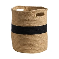 13.5" Brown & Black Handmade Natural Cotton Basket Planter