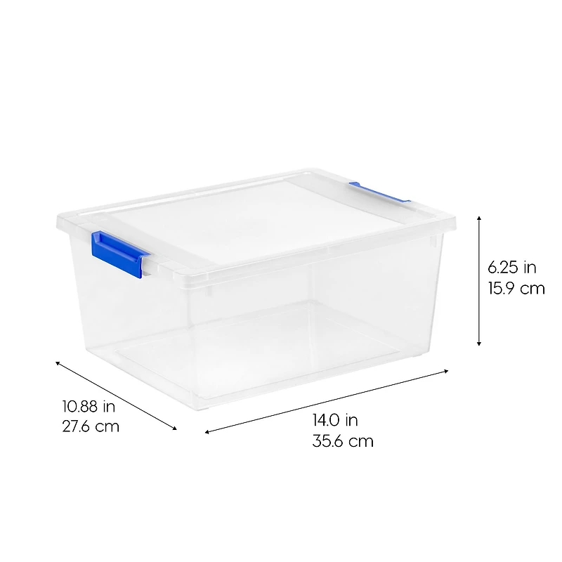 IRIS® 12qt. Clear Deep Storage Boxes with Lids & Blue Latches, 4ct.