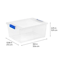 IRIS® 12qt. Clear Deep Storage Boxes with Lids & Blue Latches, 4ct.