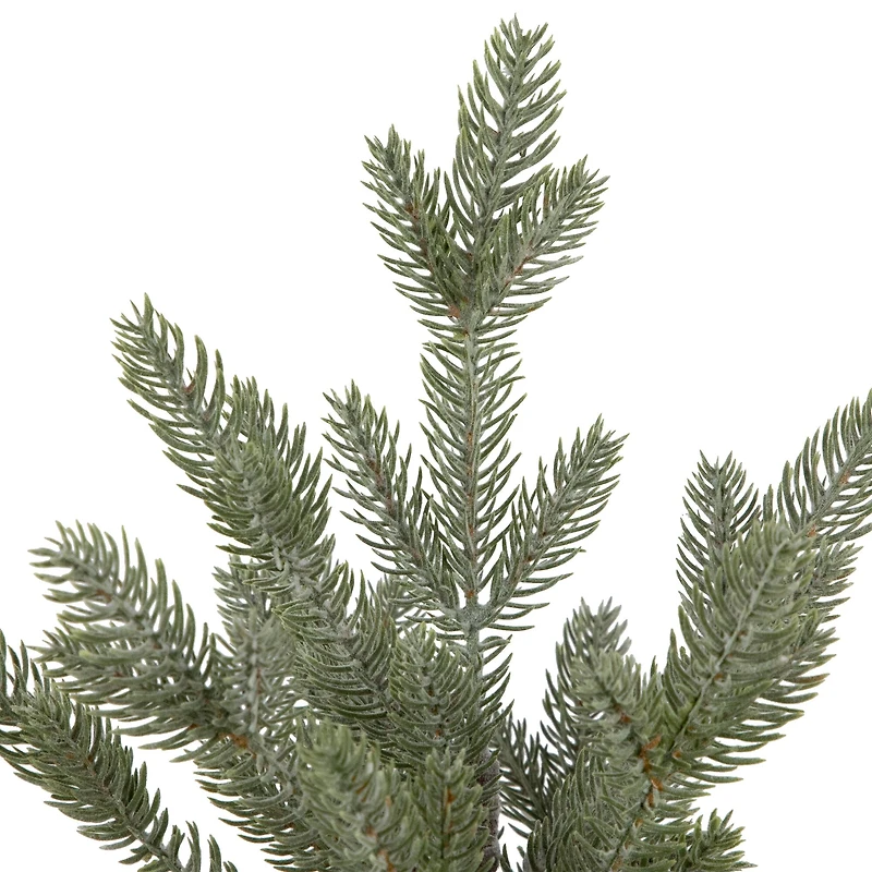 14.75" Unlit Lightly Frosted Mini Christmas Tree in Green Nutcracker Ceramic Pot